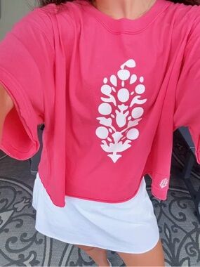 FP Movement by Free People Coral Short-Sleeve Tee with White Graphic